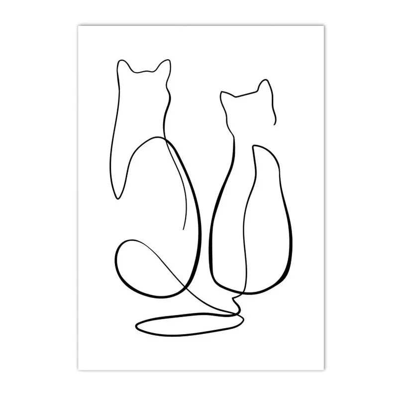 Abstract Pet Dog Cat Poster Canvas Painting Line Drawing Wall Poster Black White Minimalist Art Prints Nordic Picture Home Decor