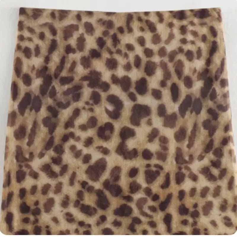 Women Leopard Tulle Midi Skirt Summer Fashion High Waist Elasticated Waistband Long Skirts Streetwear