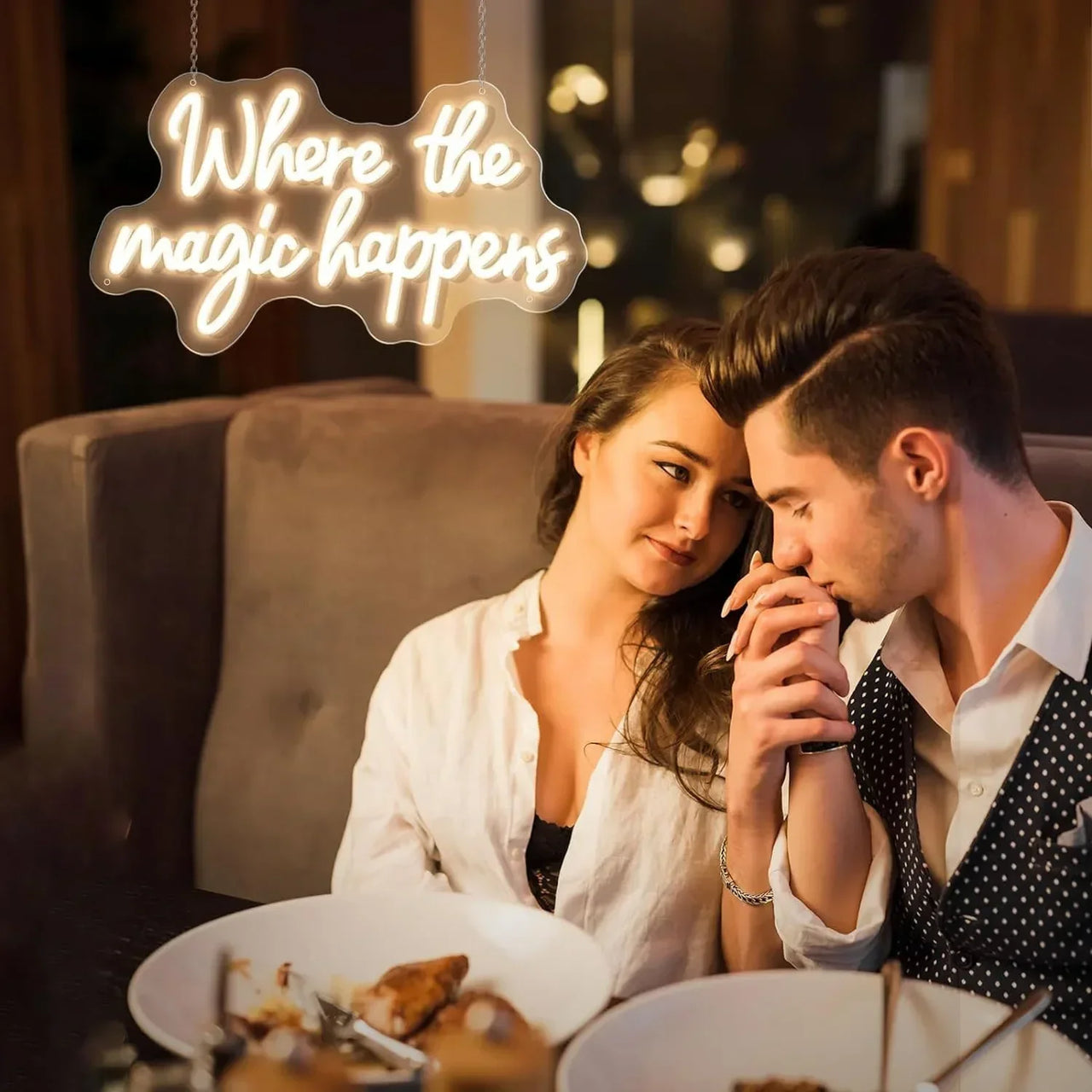 Where The Magic Happens Neon Wall Decoration USB Powered Large LED Neon Lights For Weddings Bedrooms Birthday Game Room Decor