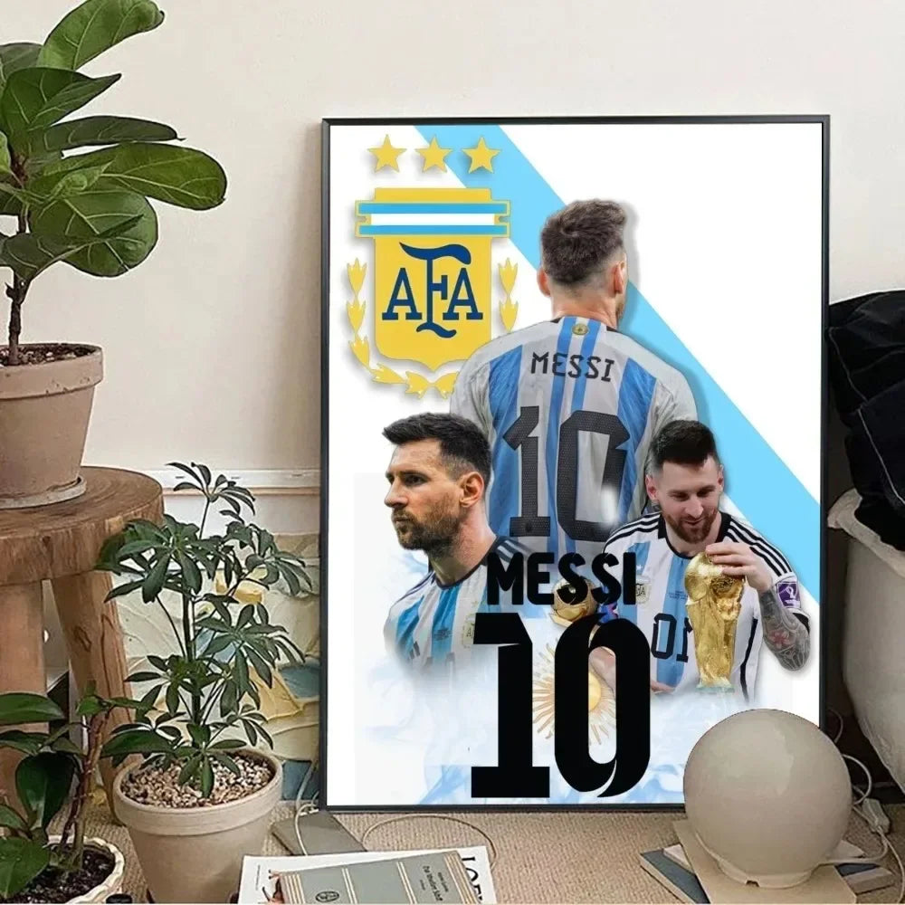 Classic, Sports - Rionel Messi - Football, Wall Art, Canvas Print Poster, Home Living Room Bedroom Decor, Stadium Wall Art