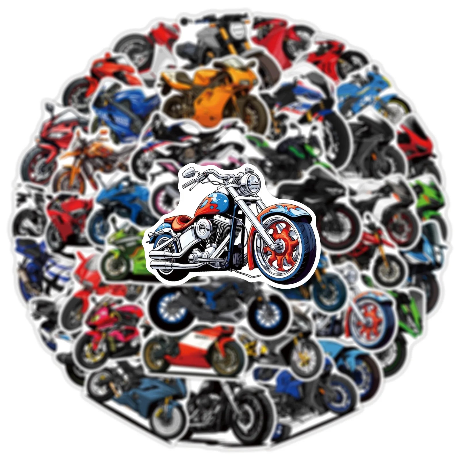 50/100PCS Cartoon Motorcycle Graffiti Stickers Decorative Luggage Notebook Car Waterproof Stationery Stickers