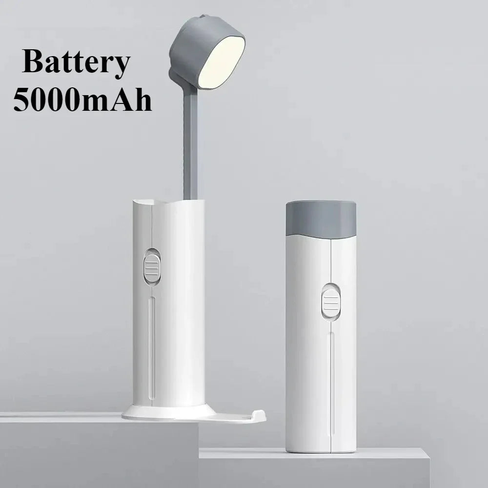 Folding LED Desk Lamp with 3 Speed Dimming Eye Protection USB Charging Book Light with Flashlight And Phone Holder Function