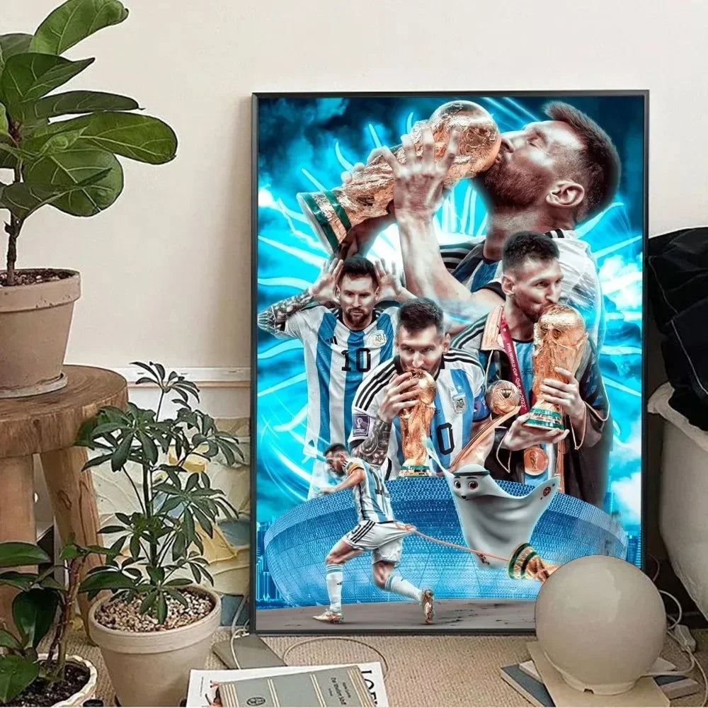 Classic, Sports - Rionel Messi - Football, Wall Art, Canvas Print Poster, Home Living Room Bedroom Decor, Stadium Wall Art