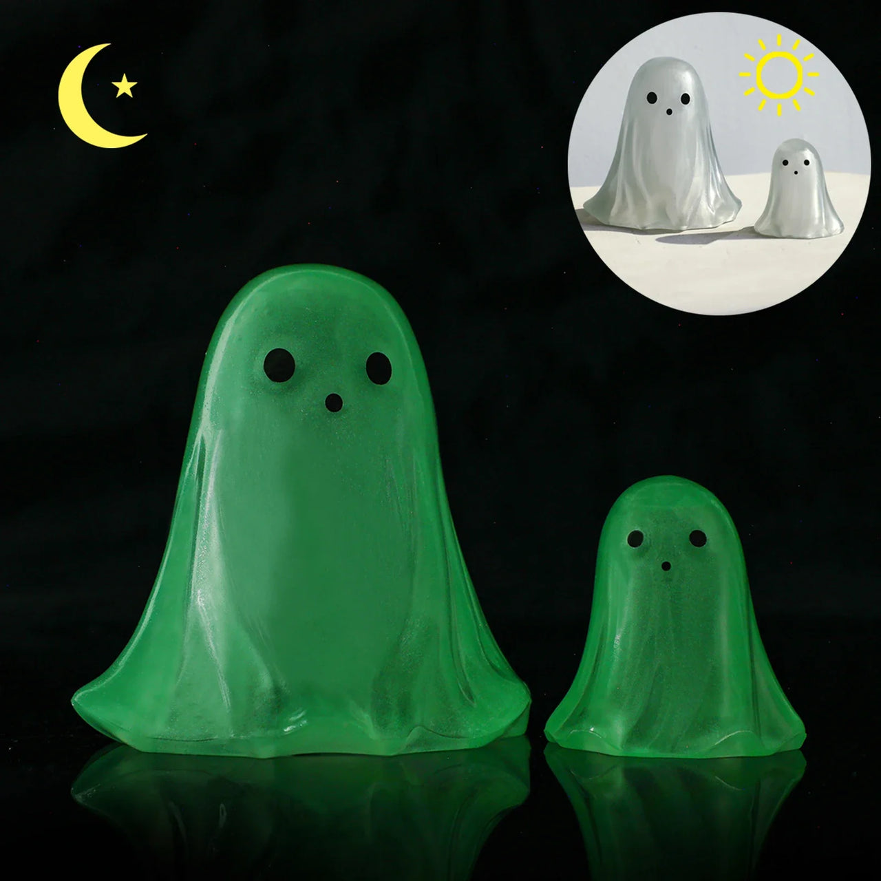 2 Pcs Halloween Decor Indoor-Ghost in Abs Resin Cloche-Cute Ghost for HomeTabletop Party Decor  Holiday Decorations outdoor