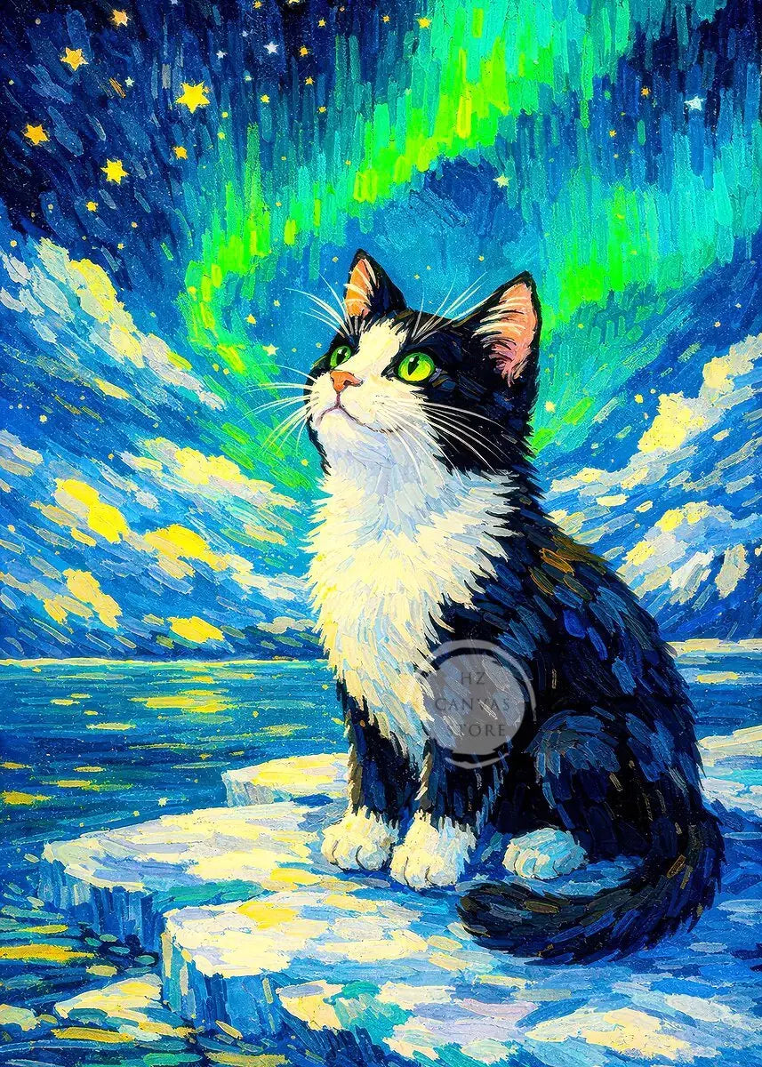 Cute Kittens Various Scenes Poster Funny Baby Cat in Daisy Field Watching Sunset on Beach Sleeping Canvas Print for Home Decor