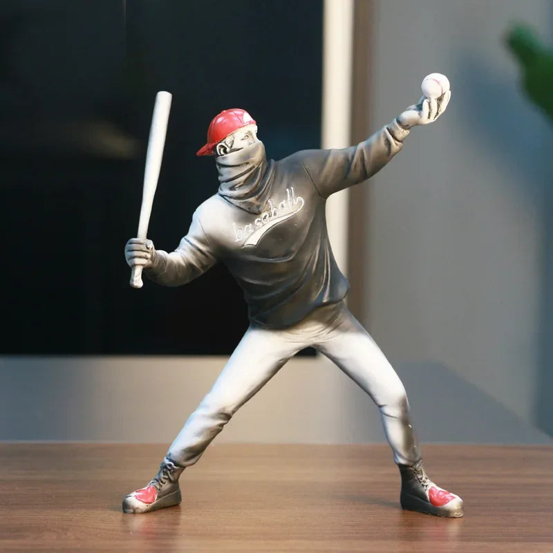 Home Decor Resin Street Abstract Art Statue Sculpture Figurine Baseball Figure Toy Study Room Home Interior Decor Decoration