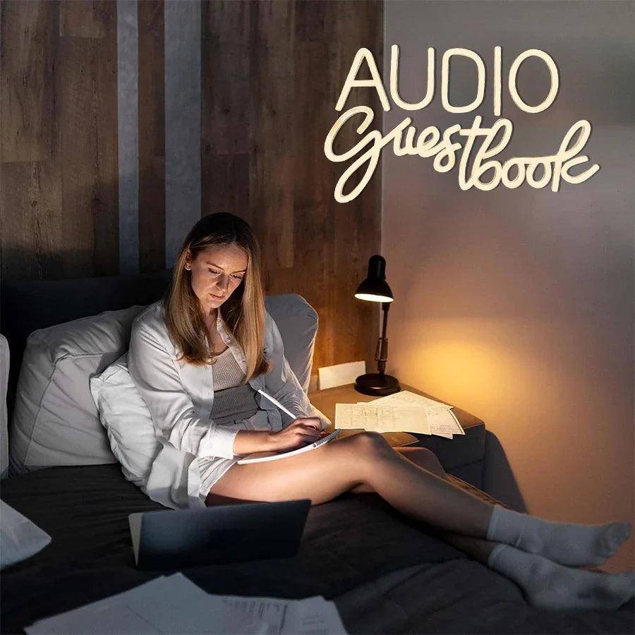 Audio Guestbook Neon Sign, Wedding Message Led Neon Wall Decor, Bedroom, Bar Party, Wedding Scene Luminous Sign Wall Lamp.