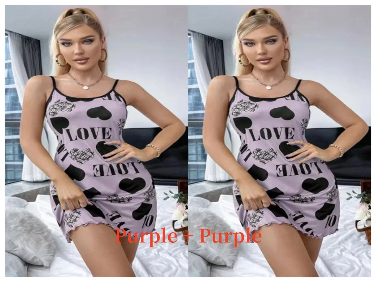 Summer New Women's Nightgown Beauty Back Thin Section Of Home Wear Sexy Halter Short Skirt Love Cartoon Cute Printing Pajamas