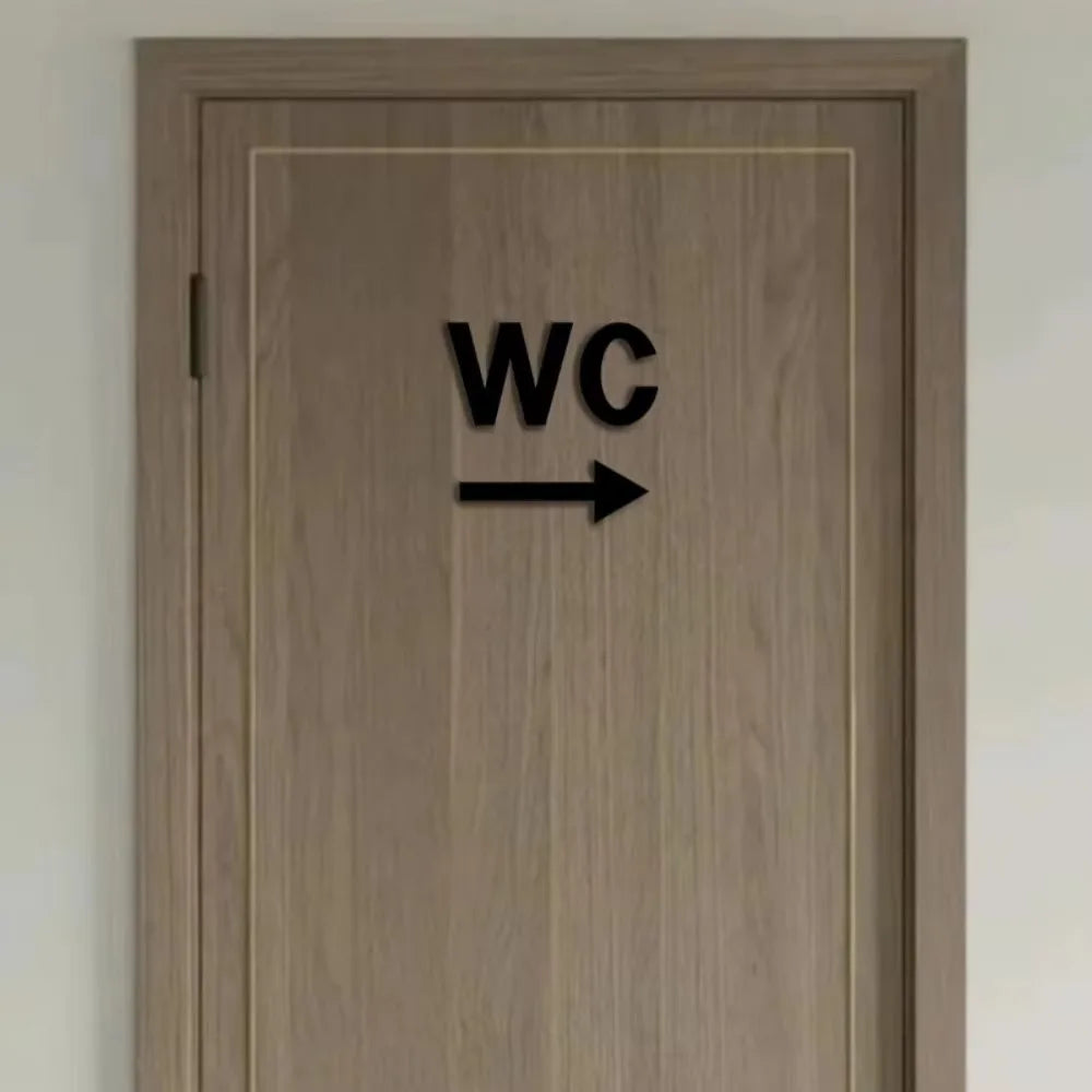 STYLEMAX Chic WC Directional Acrylic Sign, Sleek Guide for Public Spaces, Transparent Base with Bold Colored Arrow