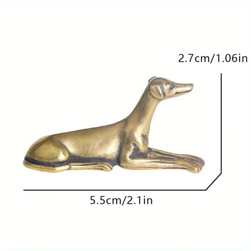 Durable Brass Miniature Dog Statue Greyhound Figurine Collectible Featherless Holiday Gift Desk Ornament Metal Home Decor
