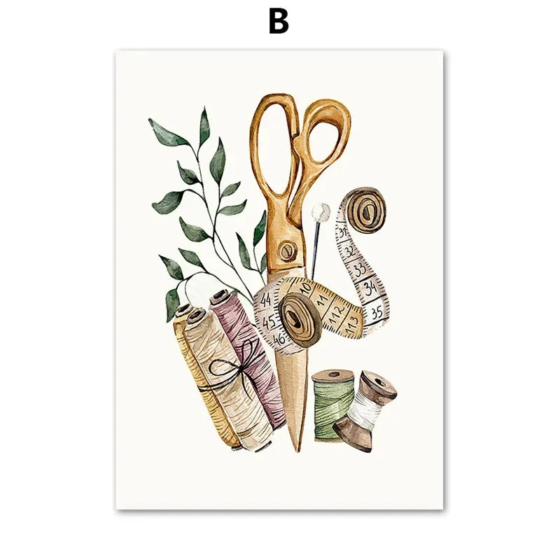Bohemian, Wall Art, Women's Clothing, Sewing Machines, HD Canvas Print Posters for Home Living Room Bedroom Decoration