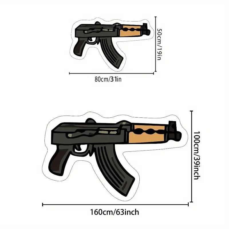 VIKAMA Creative Rifle Design Rug, Living Room & Bedroom Floor Mat, Boys' Room Decorative Rug, Soft Washable Home Furnishing