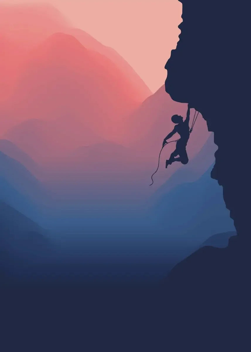 Abstract Rock Climbing Adventure Posters and Prints Canvas Painting Mountain Sun Wall Art Pictures for Living Room Home Decor