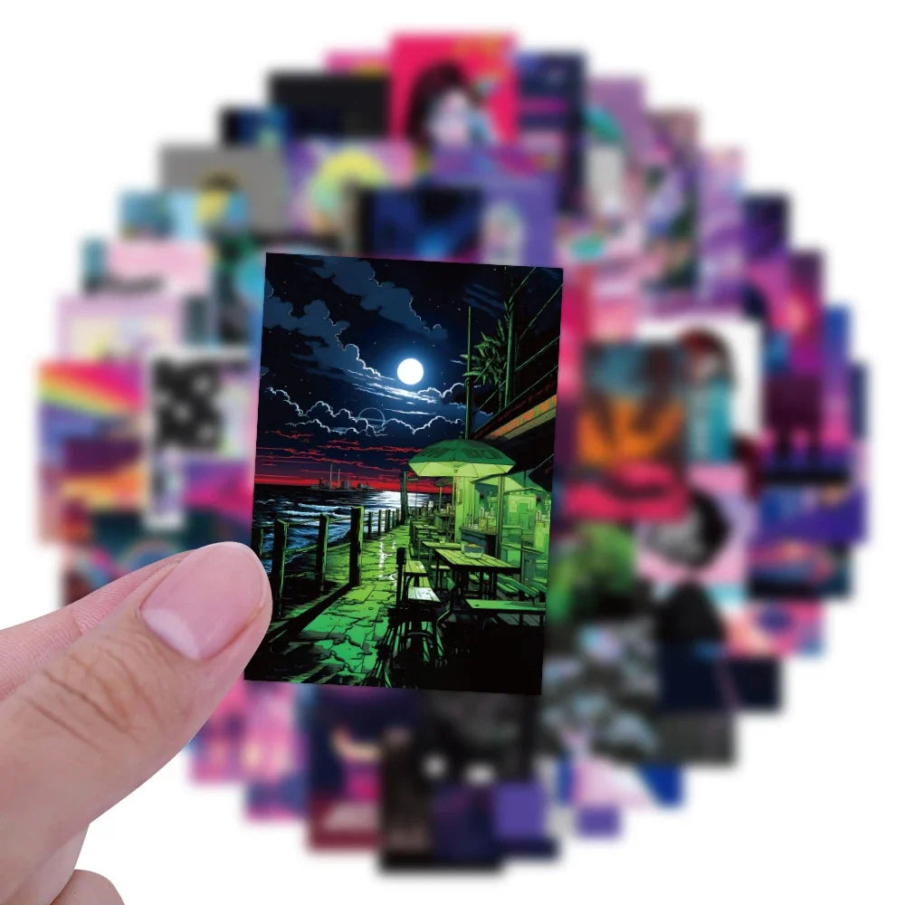 10/30/50pcs Vintage 80's Synthwave Cool Stickers Vaporwave Decal Skateboard Laptop Luggage Phone Motorcycle Waterproof Sticker