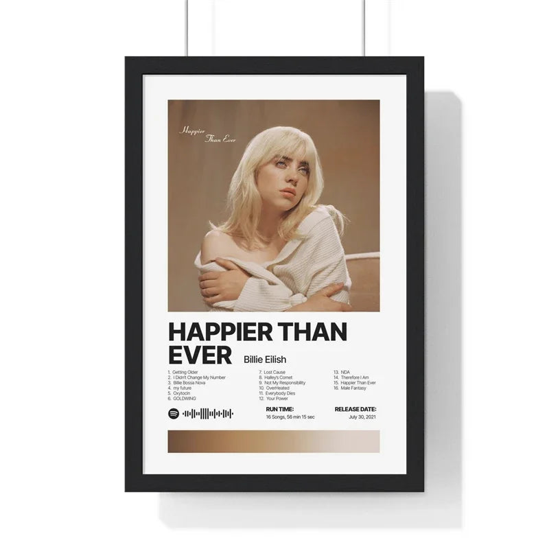 Rap Music Album Cover Happier Than Ever Poster Aesthetic Rapper Hip Hop Rock Canvas Wall Art Ideal for Room Decor