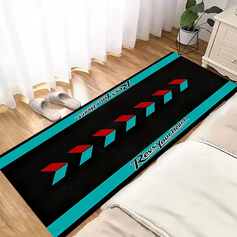 VIKAMA Cool Racing Car Long Rug Anti-slip Noise Reduction Home Decoration Motorcycle Display Mat Garage Floor Mat Bedside Rug
