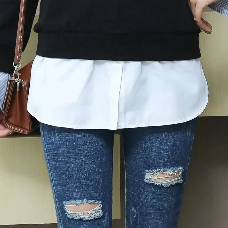 Women Girls Blouse Extender Adjustable Layering Faux Top Power Sweep Mini Skirt False Hemline Split Underskirt