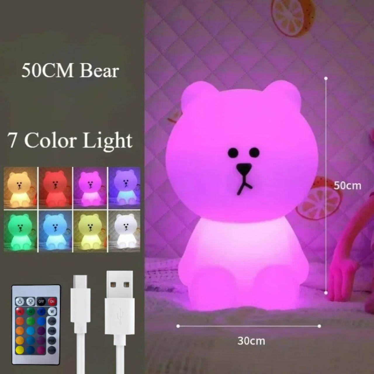 Cute Lighting Mood Light with Remote Control Dimming Cute Cartoon Children's Gift Bedroom Bedside Lamp Living Room Floor Lamp