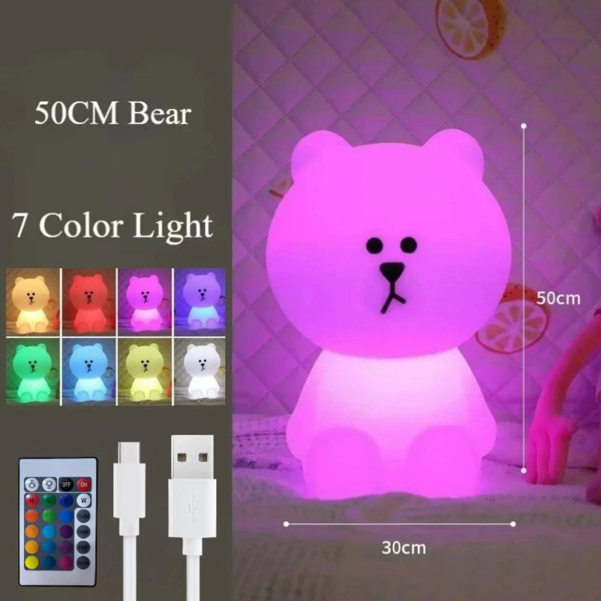 Cute Lighting Mood Light with Remote Control Dimming Cute Cartoon Children's Gift Bedroom Bedside Lamp Living Room Floor Lamp