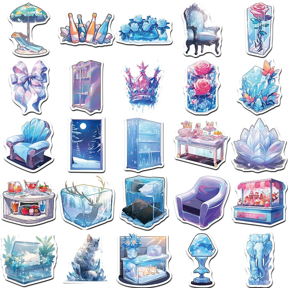 10/30/50PCS Cute Ice World Aesthetic Stickers Cartoon INS Style Decals Laptop Notebook Phone Decoration Graffiti Sticker Kid Toy