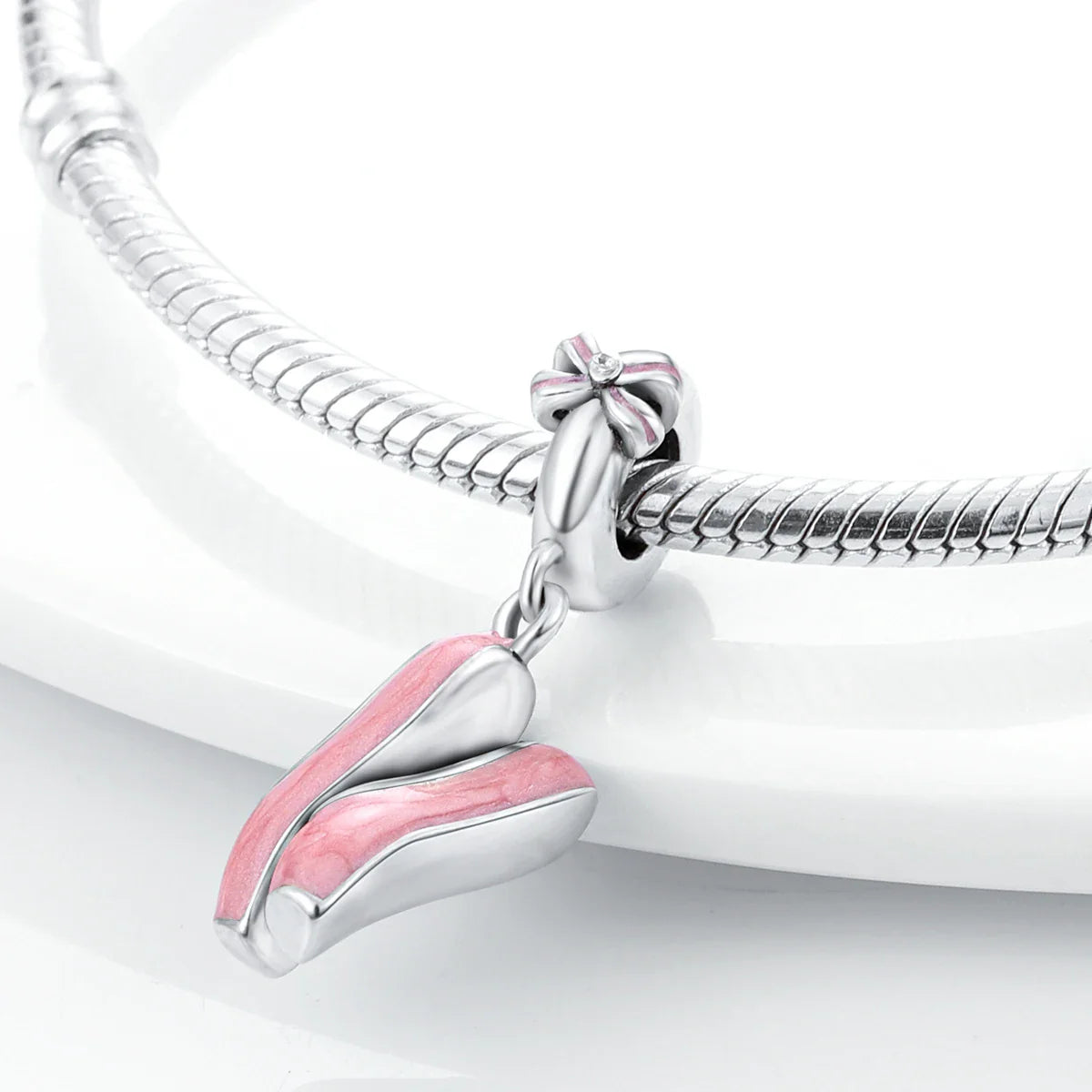 Fit Original Bracelet 925 Silver Ballet Girl Red High Heels Charms Pendants For Women Jewelry Making Gift
