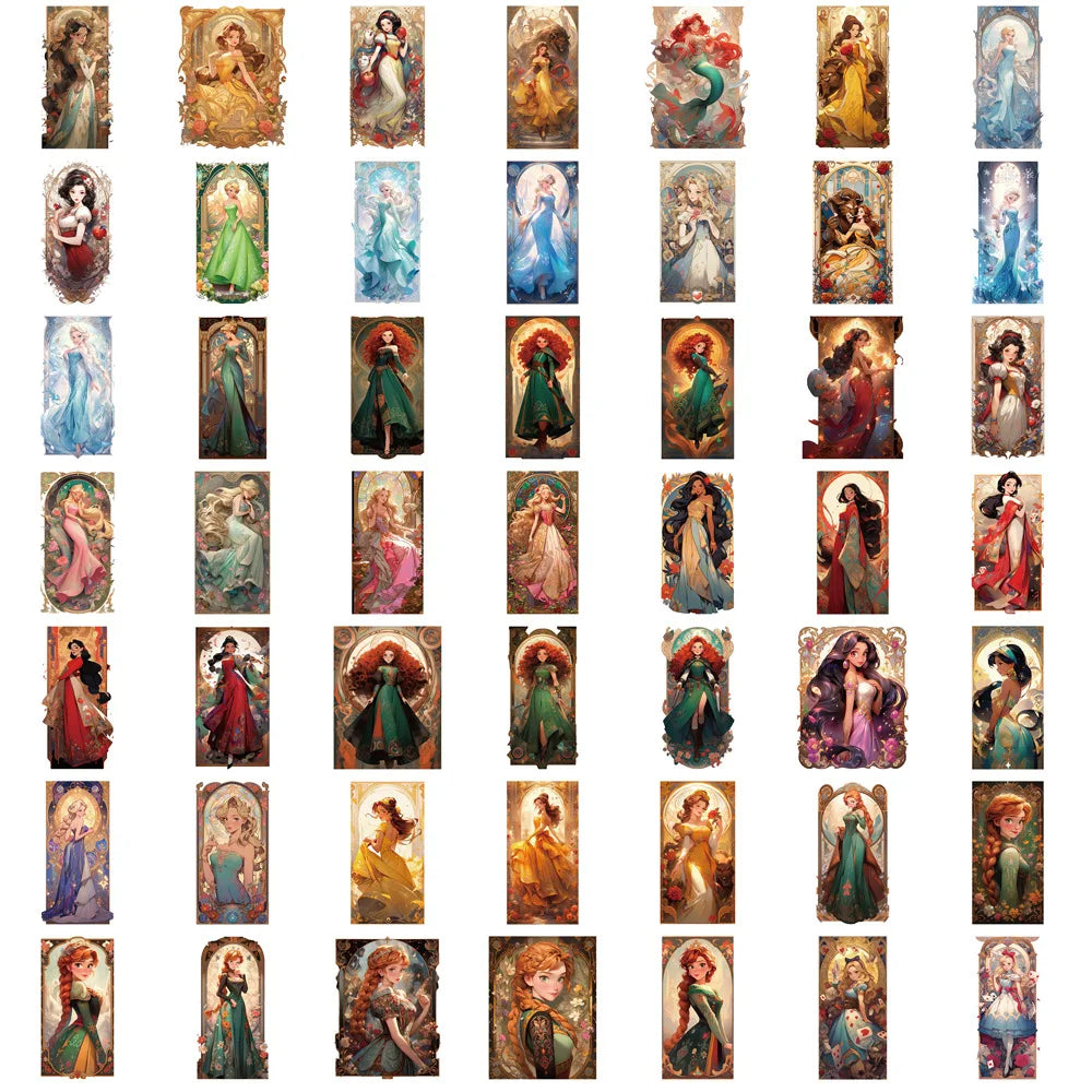 50/100PCS Cartoon Princess Card Graffiti Stickers Personalized Decoration Guitar Notebook Luggage DIY Waterproof Stickers