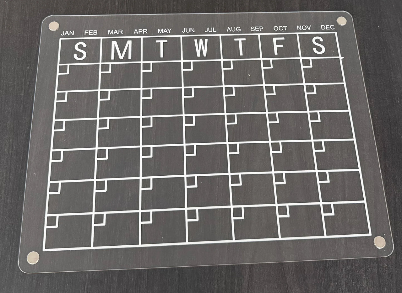 Premium Fridge Board – Clear Acrylic Weekly/Monthly Calendar, Dry/Wet-Erase Memo & Note Organizer