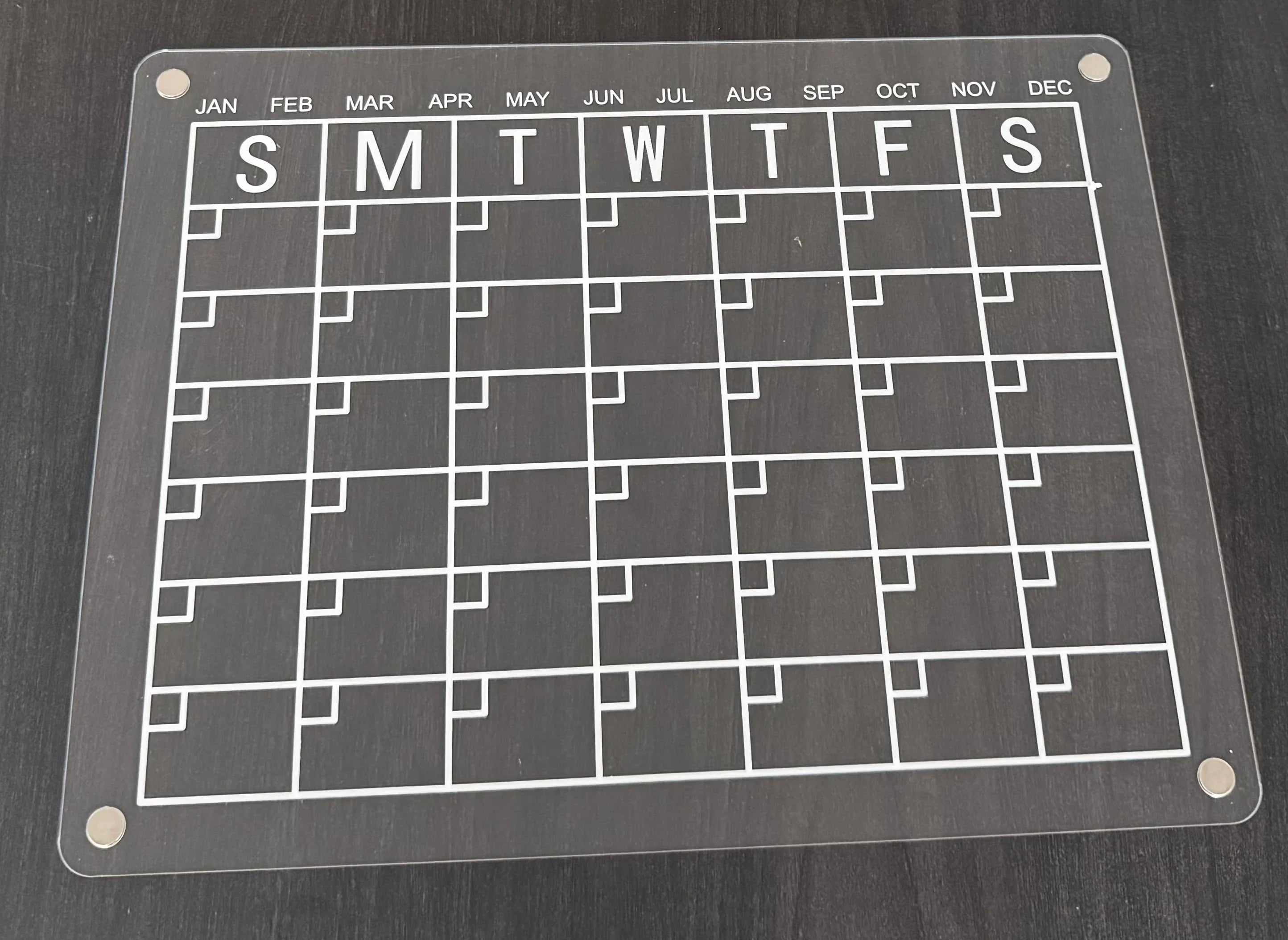 Premium Fridge Board – Clear Acrylic Weekly/Monthly Calendar, Dry/Wet-Erase Memo & Note Organizer