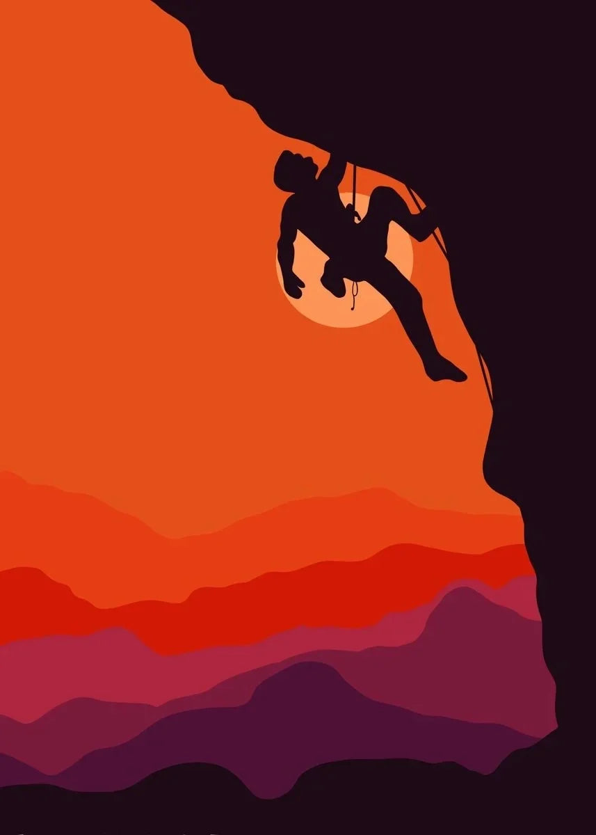 Abstract Rock Climbing Adventure Posters and Prints Canvas Painting Mountain Sun Wall Art Pictures for Living Room Home Decor