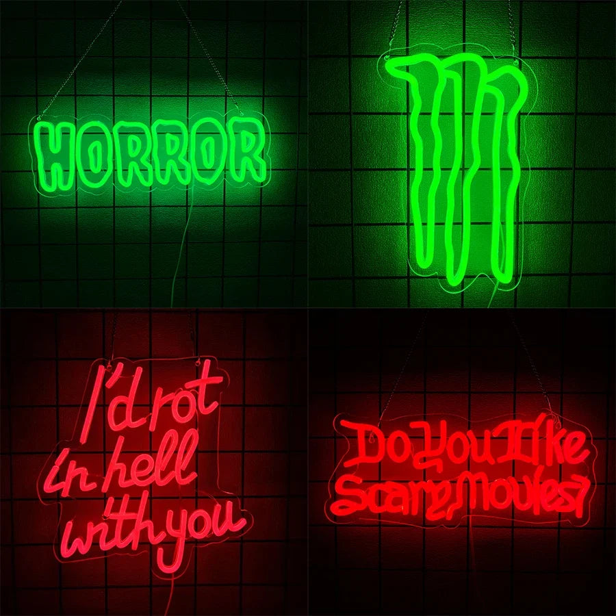 Halloween Theme Neon Signs, Led Letter Icons, Used For Room, Horror Cinema, Haunted House Adventure, Bar, Club Wall Decor.