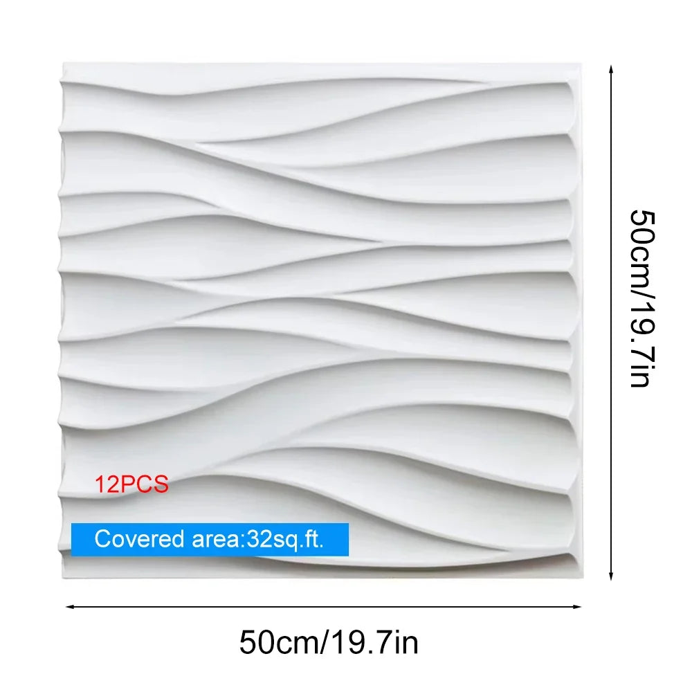 12 Pcs 50x50cm 3D Wallpanel PVC DIY Home Decoration Wallboard For Indoor Wall Living Room TV Decoration Stereo Wall Sticker