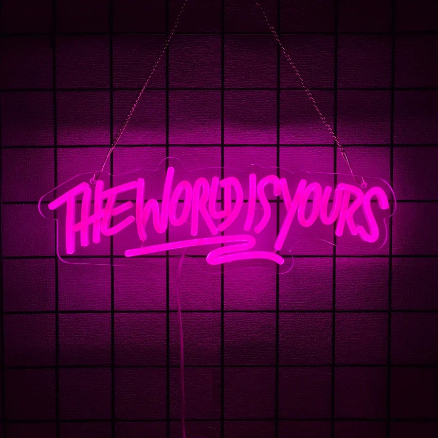 The World Is Yours Neon Sign, Led Letter Icon, Usb Powered, Used For Room, Home, Valentine'S Day Date, Wedding Background Decor.