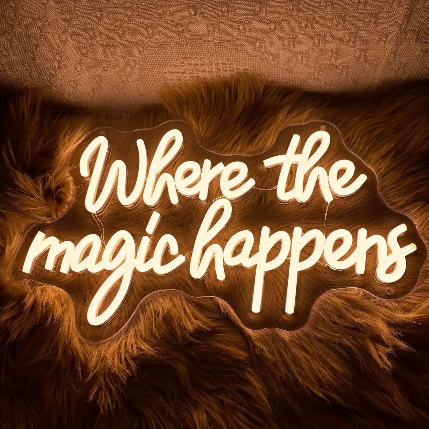 Where The Magic Happens Neon Wall Decoration USB Powered Large LED Neon Lights For Weddings Bedrooms Birthday Game Room Decor