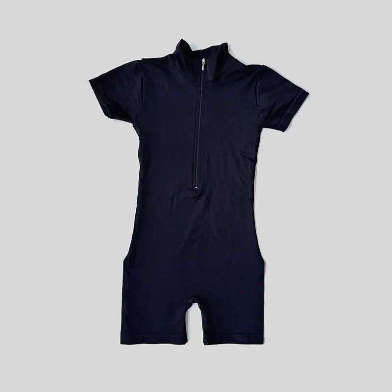 Summer Short Sleeve Zipper Jumpsuit Sports Wear Gym Fitness Sports Bodysuits Women Running Fashion Workout Clothes