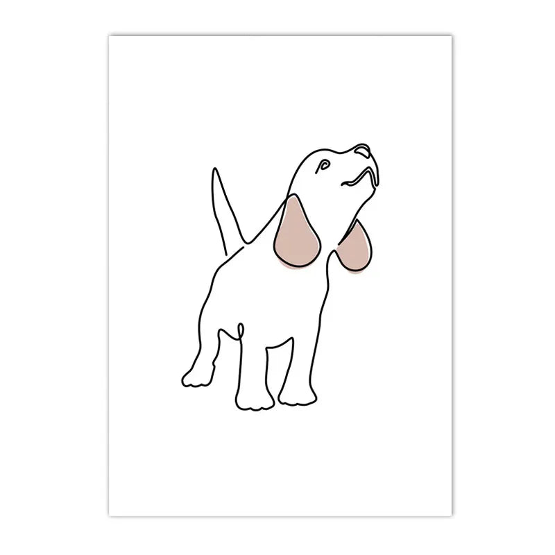 Abstract Pet Dog Cat Poster Canvas Painting Line Drawing Wall Poster Black White Minimalist Art Prints Nordic Picture Home Decor