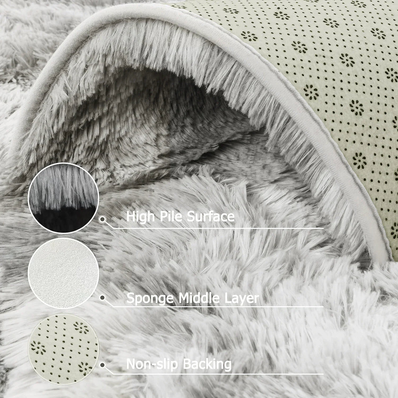 VIKAMA Living Room Area Carpet, Bedroom Children's Room Soft And Fluffy Cushion, Non-Slip Plush Floor Mat, Home Decoration