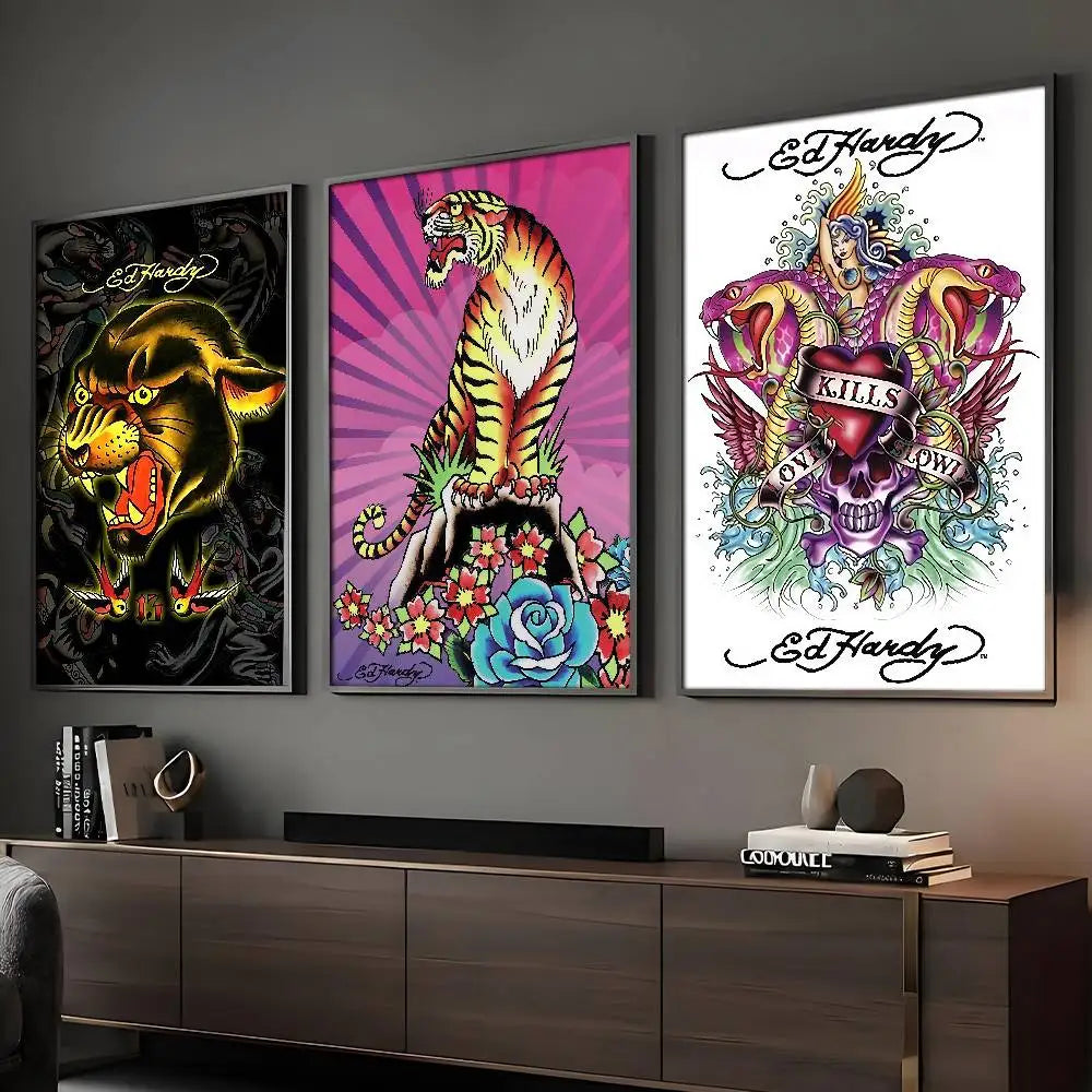 FASHION E-Ed H-har-dyS Poster Sticky Wall Art Printing Waterproof Home Living Bed Room Bar Aesthetic Decor