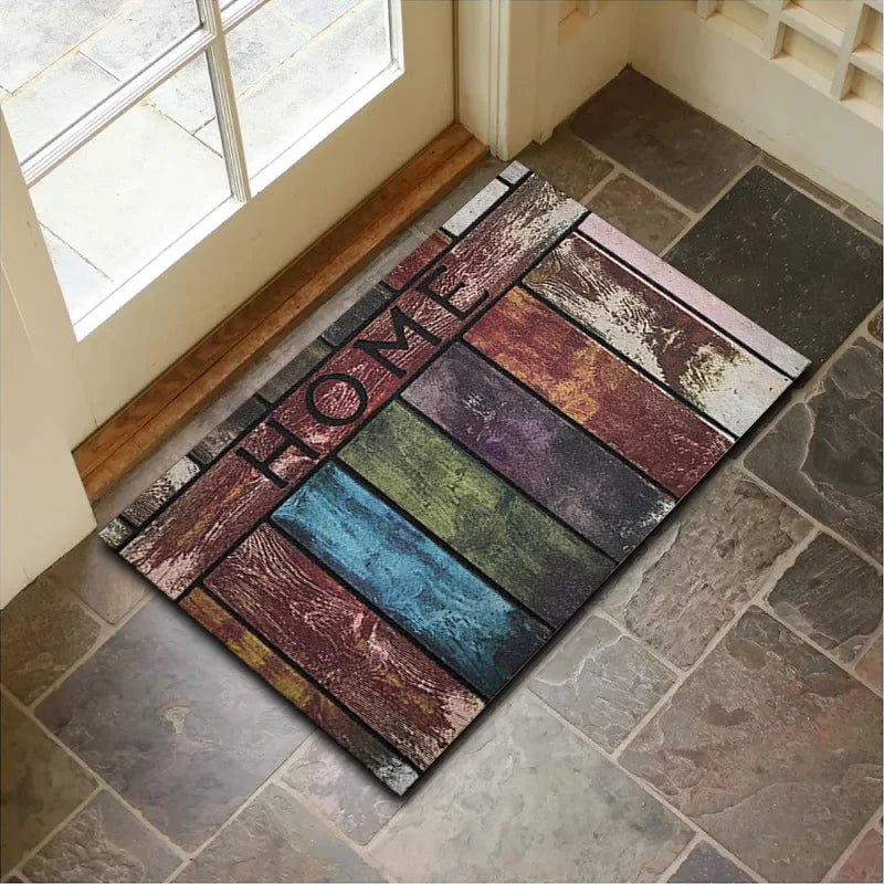 VIKAMA Crystal Velvet Floor Mat Stone Wood Grain Entryway Door Mat Entry Non-Slip Foot Mat Home Decoration Small Carpet 40x60cm