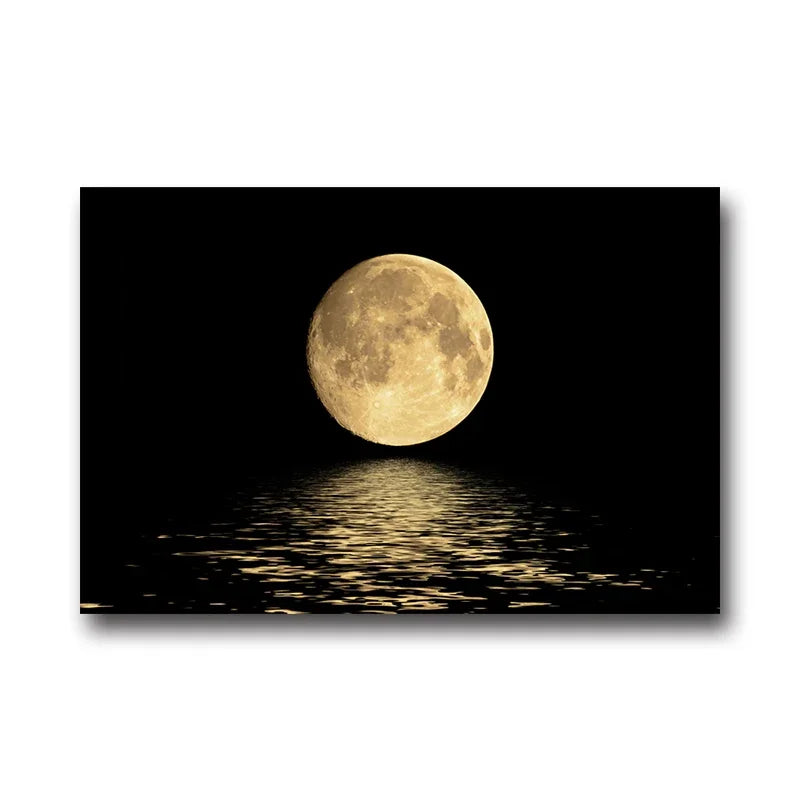=Abstract Landscape Black and White Moon Modern Wall Art, HD Canvas Print Poster, Home, Living Room, Porch, Room Decoration