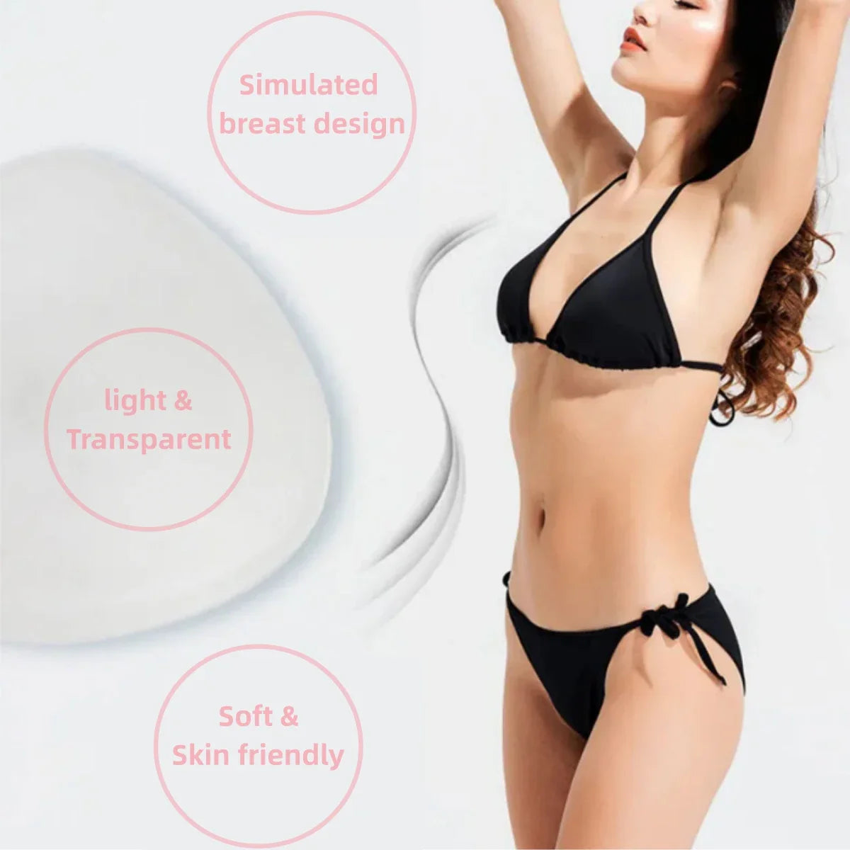 1pc Transparent Silicone Breast Pads, Hot Spring Silicone Prosthetic Breast, Swimming Special Fake Breast, Sports Swimsuit Chest