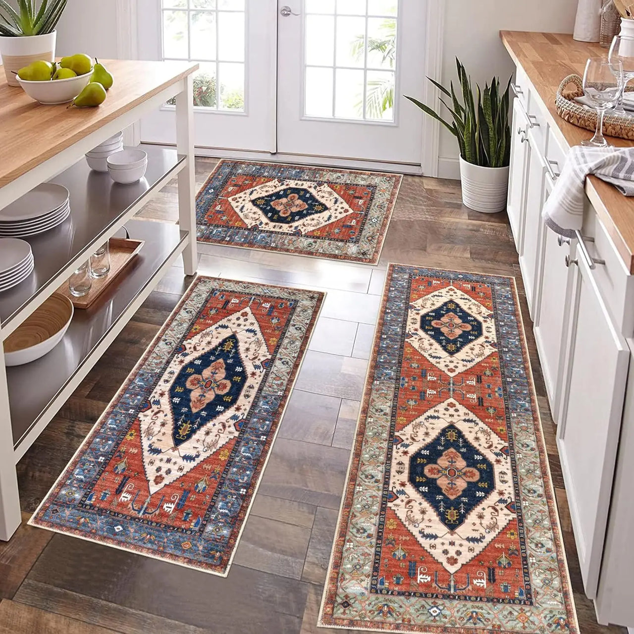 VIKAMA Bohemian Home Decor Carpet, Anti-Dirt And Anti-Slip Kitchen Long Strip Floor Mat, Corridor And Hallway Floor Mat