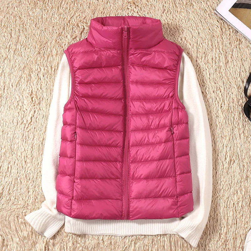 Women Vests 2023 New Autumn Winter Ultra Light Duck Down Vest Female Slim Sleeveless Jacket Windproof Warm Puffer Waistcoat