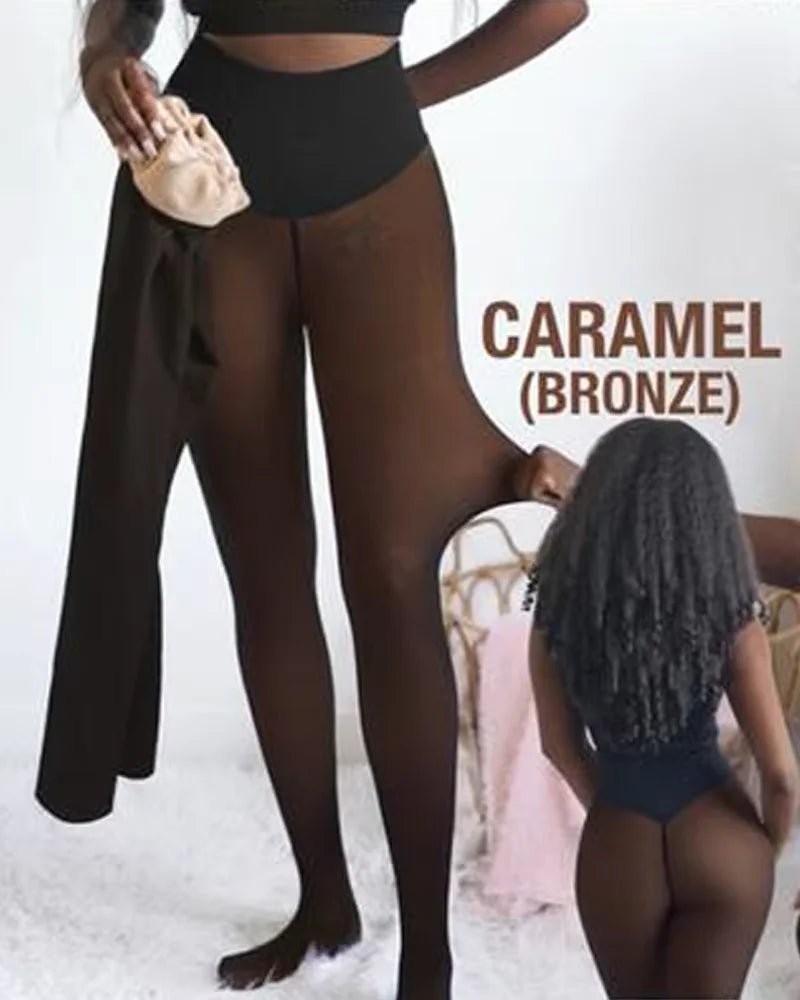 One Seam Fleece Lined Tights Shaping Thermal Leggings Compression Band Translucent Pantyhose Sheer Fleece Leggings Plus Size