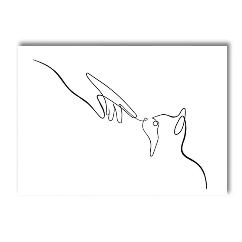 Abstract Pet Dog Cat Poster Canvas Painting Line Drawing Wall Poster Black White Minimalist Art Prints Nordic Picture Home Decor