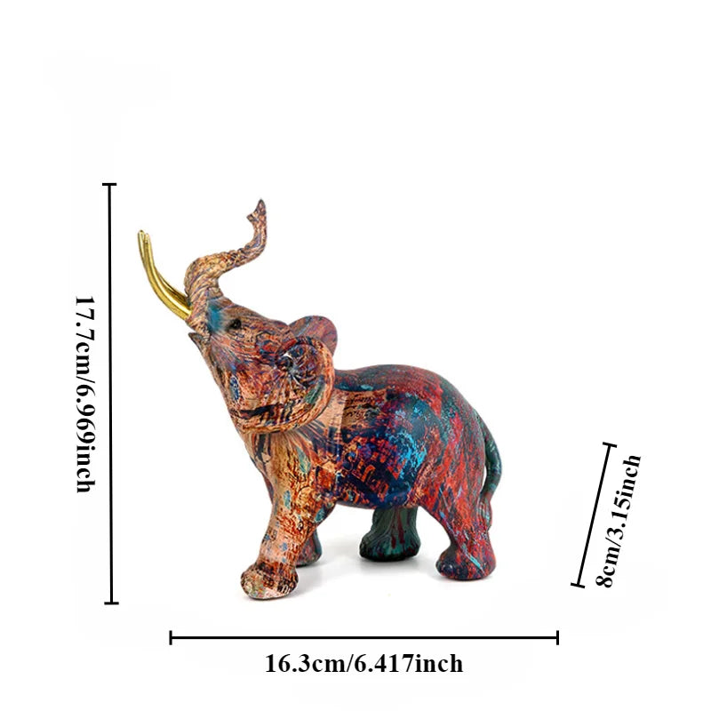 Home Decor Nordic Painting Graffiti Elephant Sculpture Figurine Art Elephant Statue Creative Resin Crafts Decoration Ornaments