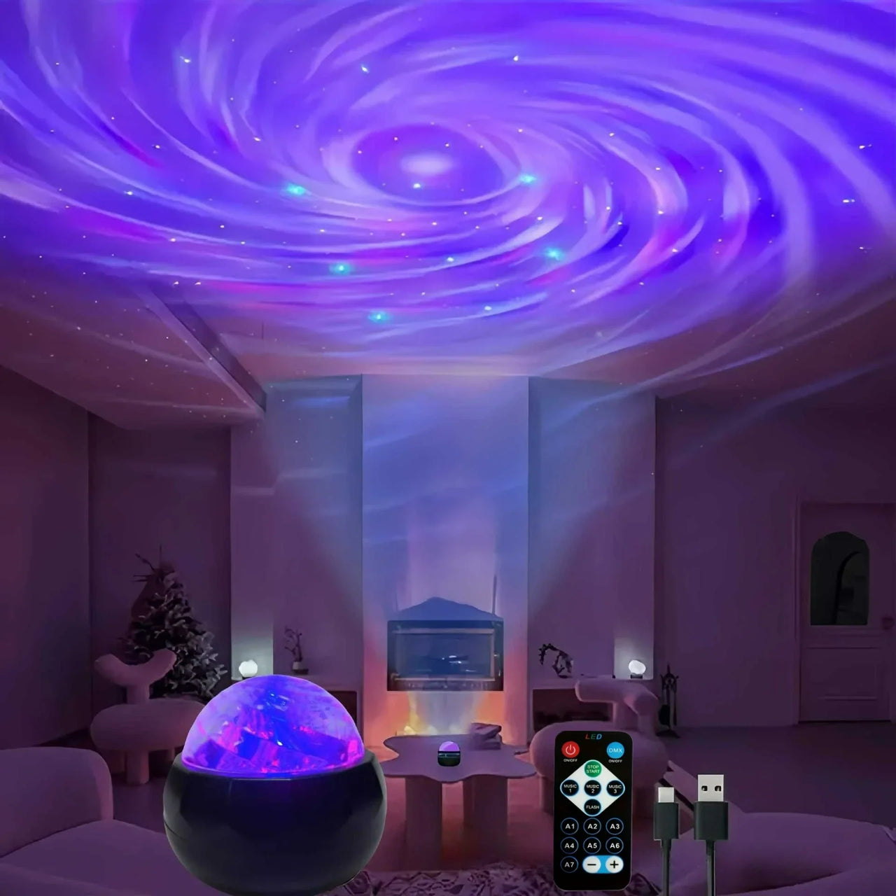 Northern Lights Starry Sky Projector Lamp LED Atmosphere Light Night Aura Aurora Glowing Lamp for Room Party Decoration Gifts