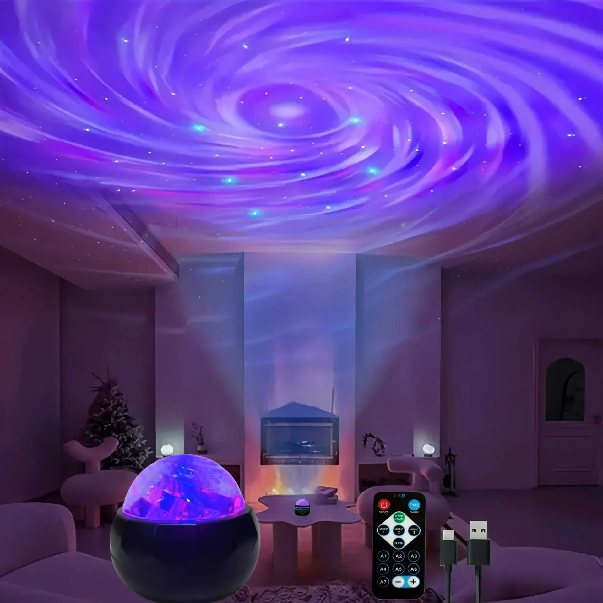 Northern Lights Starry Sky Projector Lamp LED Atmosphere Light Night Aura Aurora Glowing Lamp for Room Party Decoration Gifts