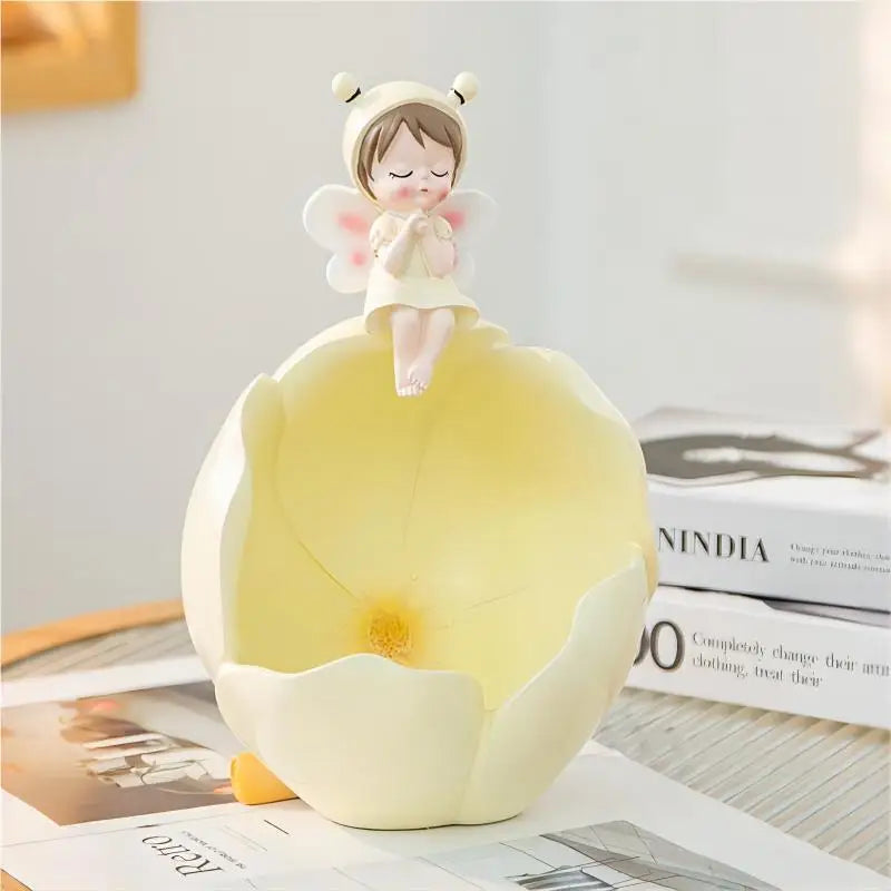Flower fairy resin ornaments, fun and cute design, can be used to store keys, can also be used to place candy