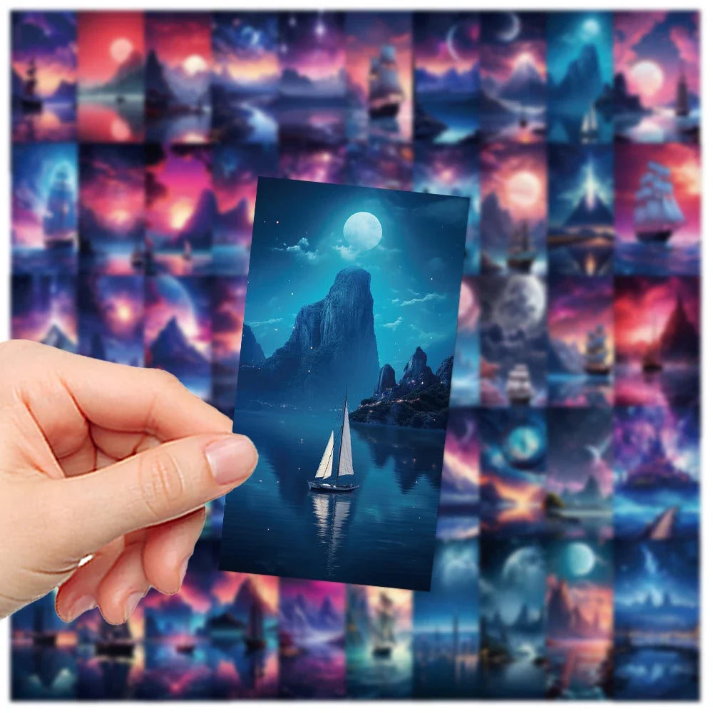 10/30/50pcs Kawaii Aesthetic landscape Sky Cartoon Stickers Cute Decal Kid Toy Laptop Notebook Phone Suitcase Stationery Sticker