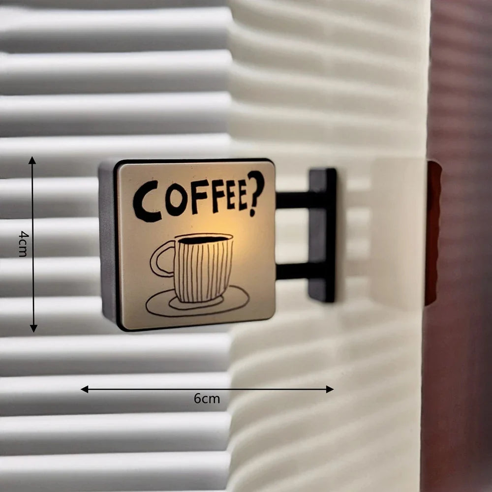 Retro Coffee Corner Refrigerator Magnet Light Fridge Magnet Magnetic Home Miniature Pegboard Coffee Shop Glowing Decoration